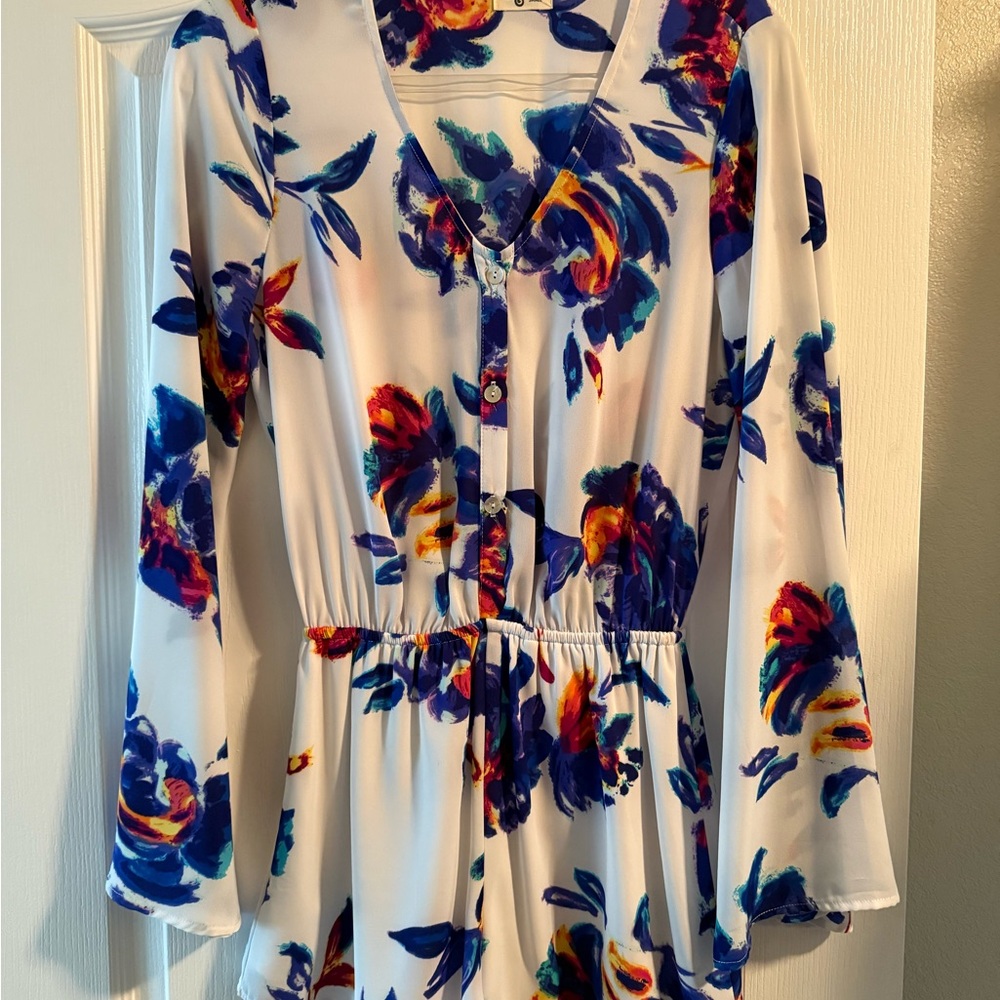 Show Me Your MuMu Blue and Purple Floral Romper